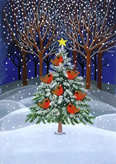 Jane Gordon Clark: Robins in Christmas Tree