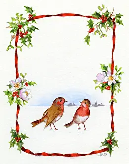 Ockenden: Robins, Red Ribbon and Holly