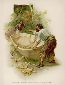 Crusoe: ROBINSON CRUSOE & BOAT