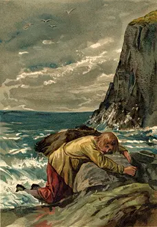 Shipwreck: Robinson Crusoe, after the shipwreck, by Daniel Defoe