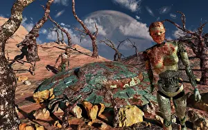 Failure: A robotic exploration team and its corroded spacecraft