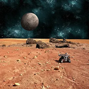 Luminous: A robotic rover explores an alien world with a cratered ?