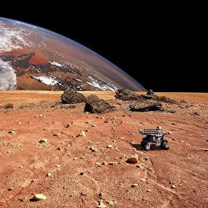Luminous: A robotic rover explores an alien world with a large planet