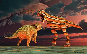 Howling: Robotic T Rex & Triceratops battle to the finish