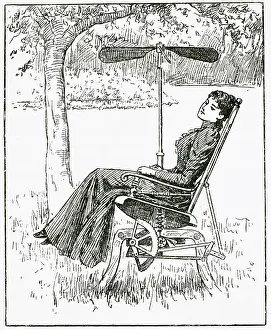 Rotating: Rocking-chair with fan 1893
