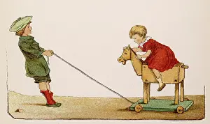 Playtime Nostalgia Illustration: Rocking horse, 1880