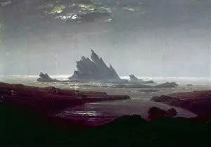 Jagged: Rocky reef on the beach, by Caspar David Friedrich