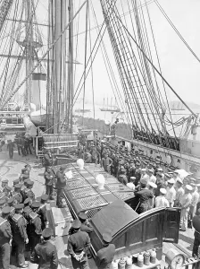 Discipline: Roll call on board a Japanese warship, 1903