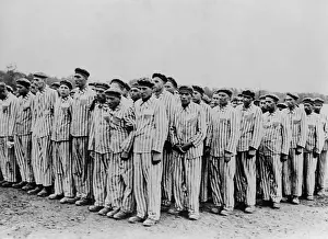 Excuse: Roll call at Buchenwald concentration camp, ca