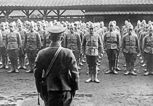 Draft: Roll call in a Japanese barracks, 1941