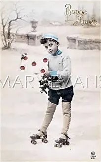 Bonne: ROLLER-SKATING BOY C1905