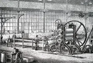 Figuier: Rolling mill in which blocks of refined rubber