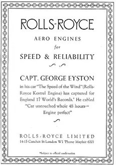 Eyston: Rolls Royce Aero Engines. George Eyston