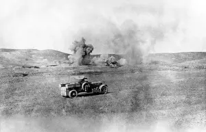 Rolls Royce armoured car being shelled, WW1