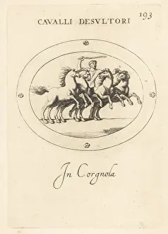 Carnelian: Roman acrobat or desultor with four galloping horses