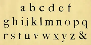 Typography: Roman alphabet, lower case A-Z