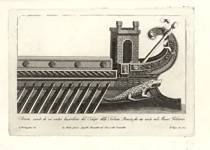 Battering: Roman bireme with crocodile on the stern