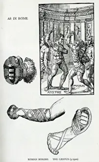 Fists: Roman boxing scene and three types of Cestus