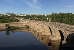 Decumanus: Roman bridge, Merida, Extremadura, Spain