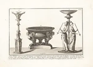 Pallas: Roman candelabra and labrum (bath)