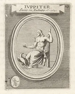 Jove: Roman god Jupiter with thunderbolt and eagle