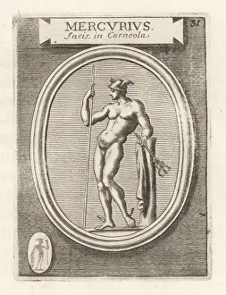 Caduceus: Roman god Mercury with caduceus and winged hat