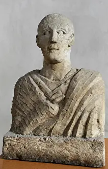 Rockefeller: Roman Period. Funerary bust of a man. Limestone. Samaria. Is