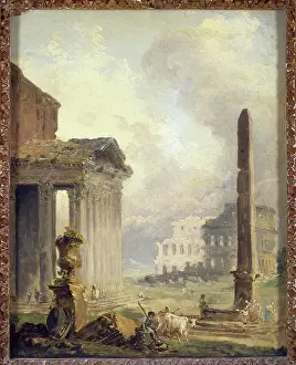 Coliseum: Roman ruins, the Forum with the Colosseum