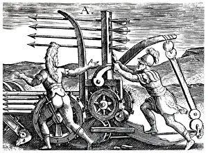 Arrows: Roman soldiers using a war engine firing multiple