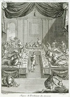 Triclinium: Roman Triclinium in use