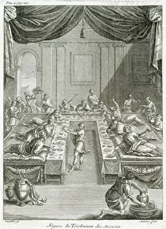 Triclinium: Roman Triclinium in use