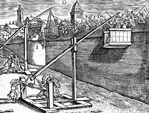 Baskets: Roman warfare: raising baskets of attackers
