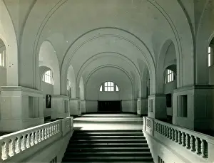Colonnade: Romanesque arches, staircase and colonnade