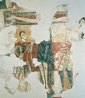 Impaired: Romanesque Art. Spain. Crucifixion'. Mural Painting. Saint