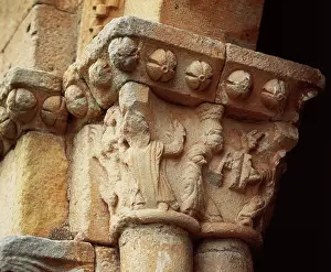 Sierra: Romanesque capital. Shrine of Saint Christopher. Spain