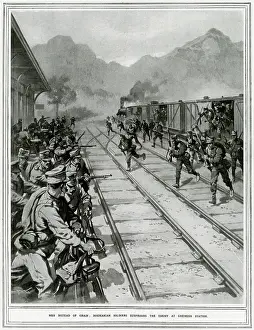 Hungarians: Romanian Troops attacking Ghemesh Station, Austro-Hungaria