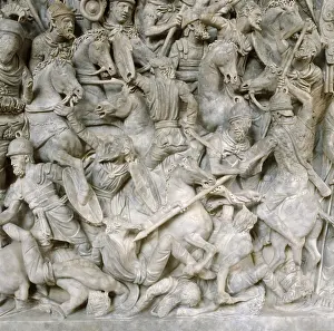 Aurelius: Romans in battle against the Barbarians. Scene