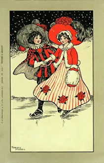 Iceskating: Romantic couple on the ice