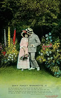 Classy: Romantic couple standing in a garden
