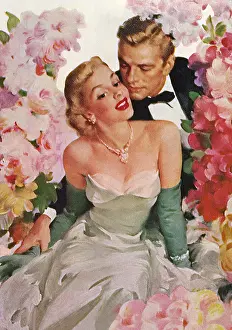Poised: Romantic Couple surrounded by Flowers
