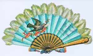 Thine: Romantic greetings card in the form of a fan
