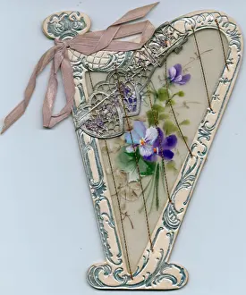 Harps: Romantic greetings card in the shape of a harp