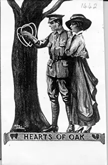 Romantic postcard, Hearts of Oak, WW1