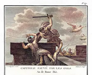 Mary Evans (colourised): Rome saved from Gauls by geese