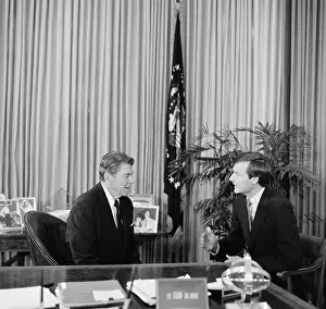 1980 1989: Ronald Reagan at his desk in the Oval Office