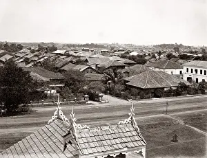 Yangon: Rooftop view, Ragoon, Yangon, Burma, Myanmar, 1880's