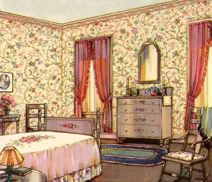 Dresser: Room with Floral Wallpaper