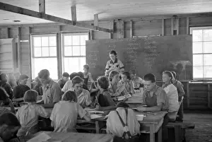 Blackboards: One room school at the Skyline Farms project. ?