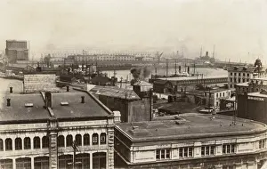 Smoky: Roottop view of docks, Montreal, Quebec, Canada
