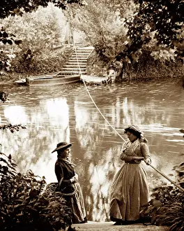 Warleigh: The rope ferry at Warleigh on the River Avon in Somerset